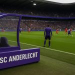 Sfeershot aan de zijlijn bij RSC Anderlecht in het stadion