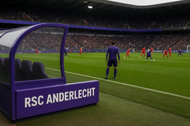 Sfeershot aan de zijlijn bij RSC Anderlecht in het stadion