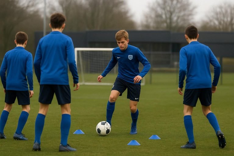 Sfeerbeeld aan de jeugdacademie van KRC Genk tijdens een trainingsmoment