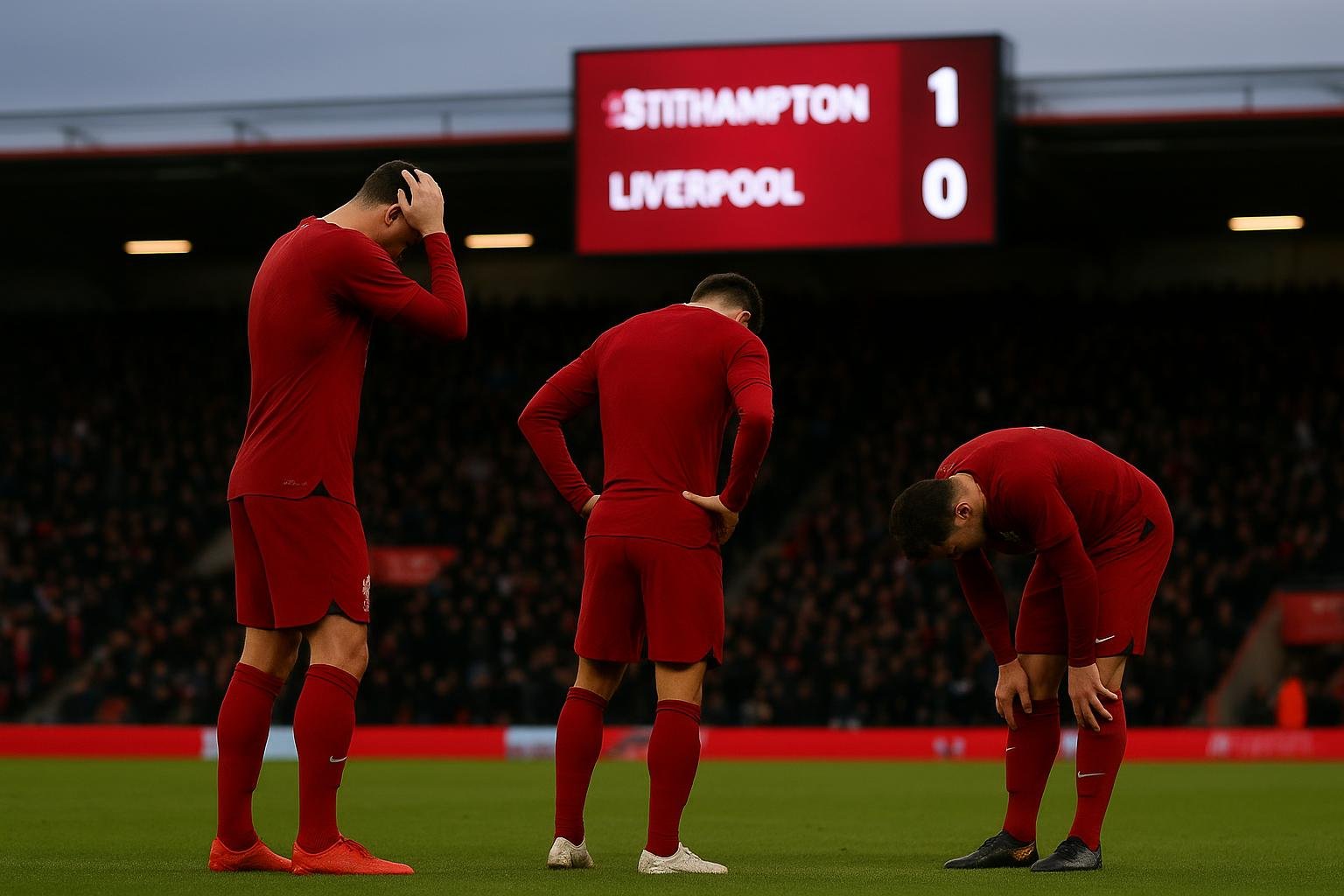 Virgil van Dijk van Liverpool reageert na de 3-2 nederlaag op het veld van Bournemouth.