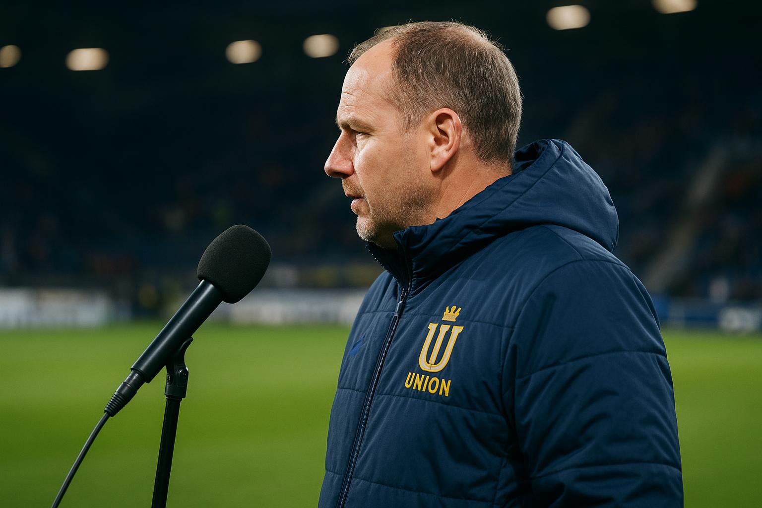 David Hubert langs de zijlijn bij Union SG tijdens een competitiewedstrijd