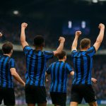 Spelers van Club Brugge vieren een doelpunt tijdens een wedstrijd in het stadion