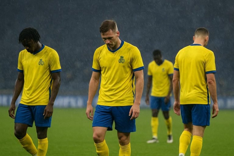 Spelers van Union Saint-Gilloise na het scoreloze gelijkspel tegen Oud-Heverlee Leuven