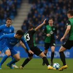 Spelmoment in de Cegeka Arena tijdens Genk tegen Cercle Brugge