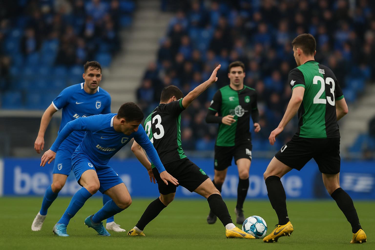 Spelmoment in de Cegeka Arena tijdens Genk tegen Cercle Brugge