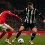 Spelers van Sporting Charleroi vieren een zege op het veld van Royal Antwerp FC