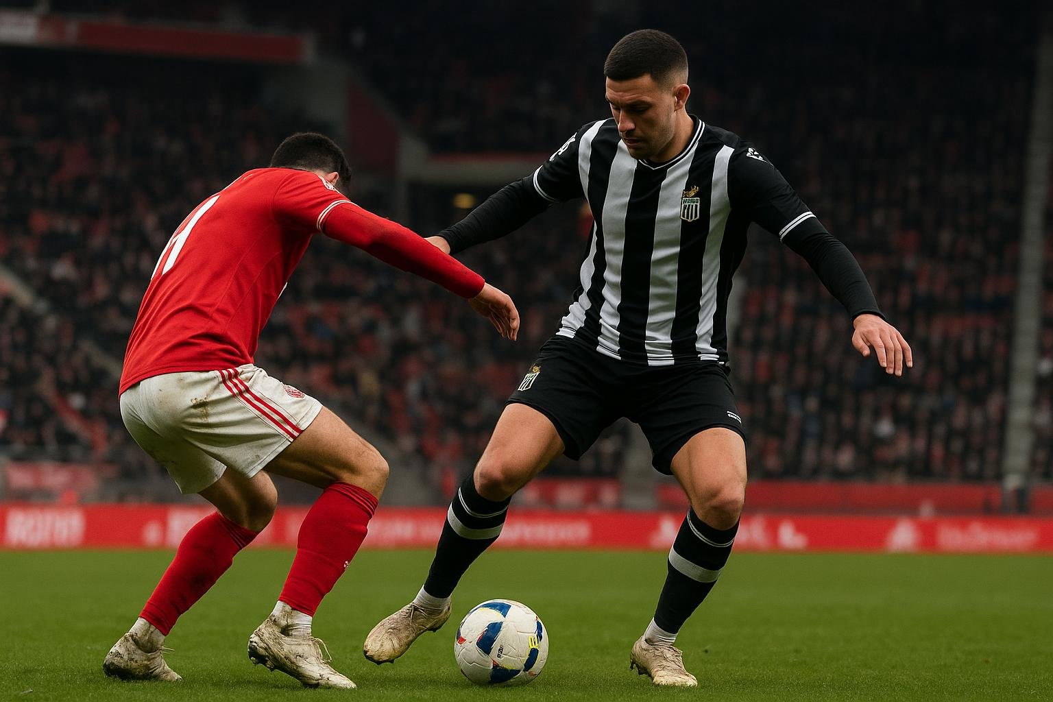 Spelers van Sporting Charleroi vieren een zege op het veld van Royal Antwerp FC