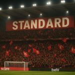 Stadion van Standard Luik in avondlicht met vurige sfeer