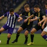 Spelmoment tijdens RSC Anderlecht tegen FCV Dender in het Lotto Park