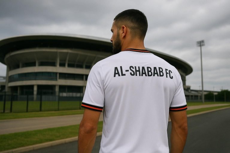 Yannick Carrasco in Al-Shabab-tenue tijdens een trainingsmoment in Saudi-Arabië