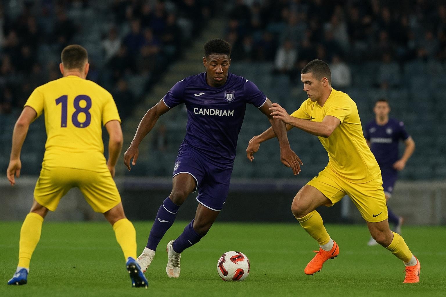 Anderlecht in actie tijdens een oefenwedstrijd met nadruk op de aanval