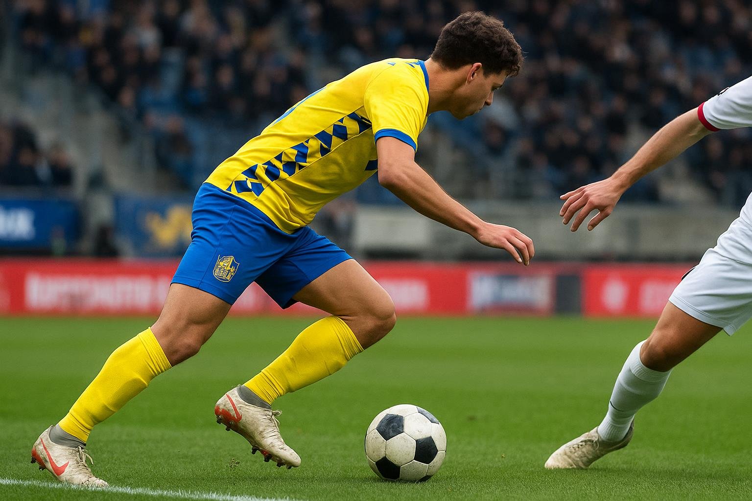 Bryan Reynolds van KVC Westerlo in actie tijdens een wedstrijd, gezien vanopzij zonder herkenbare gezichten.