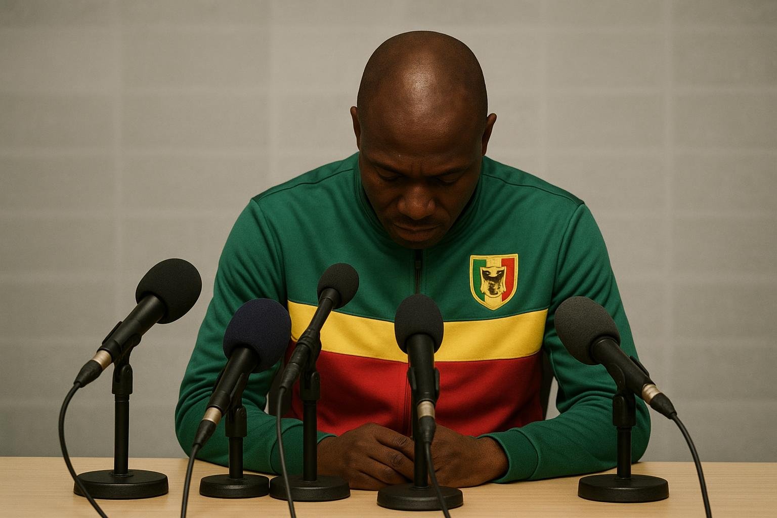 Tom Saintfiet tijdens een persmoment als bondscoach van Mali
