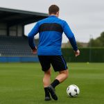 Raphael Onyedika van Club Brugge tijdens een trainingsmoment