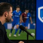 Hein Vanhaezebrouck analyseert een wedstrijd vanuit een tv-studio