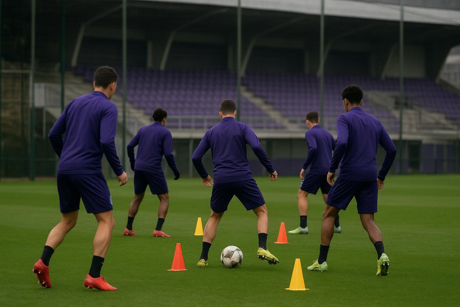 Spelers van RSC Anderlecht tijdens een training in aanloop naar een druk programma