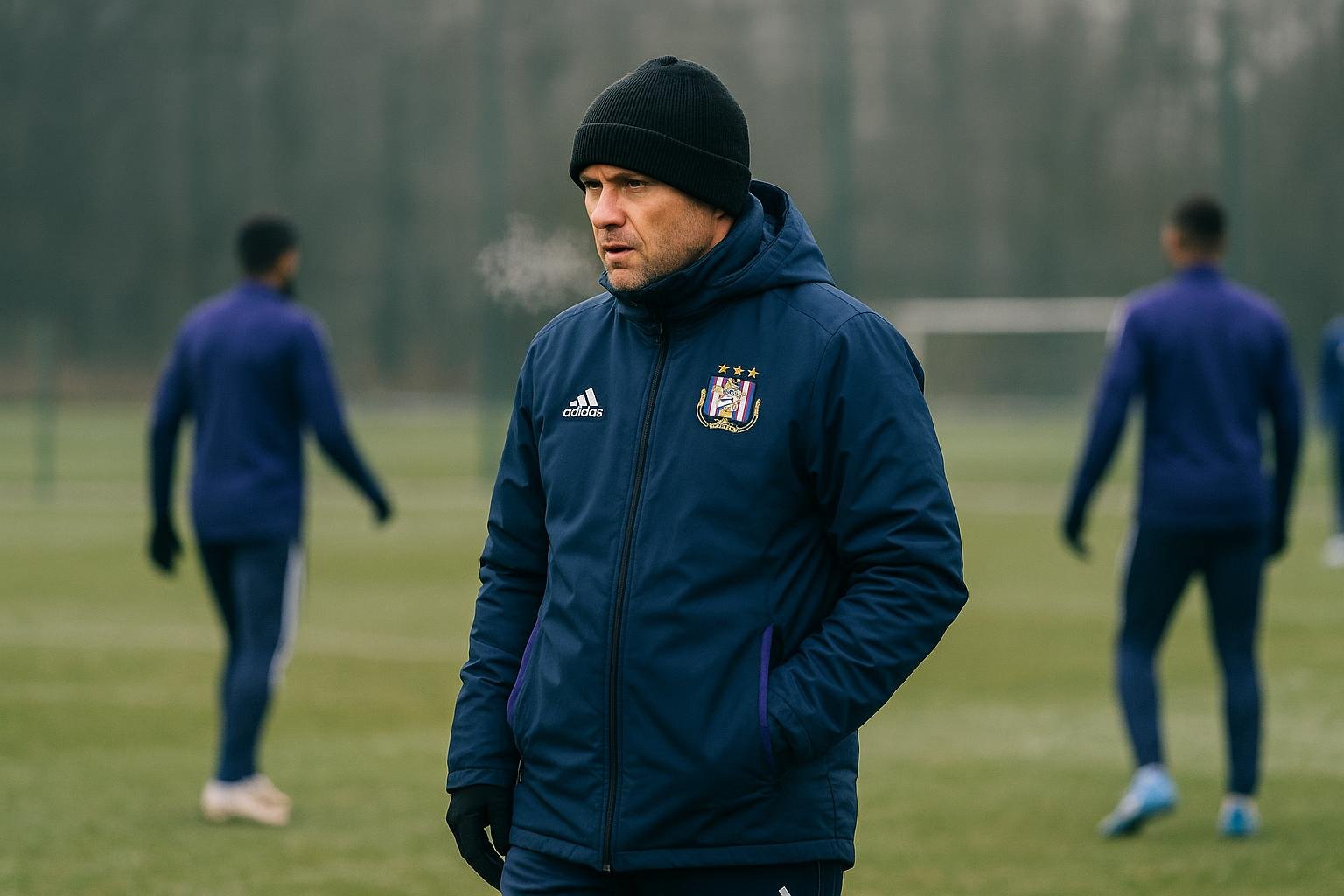 Besnik Hasi bij RSC Anderlecht tijdens een moment langs het trainingsveld