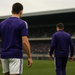 Sfeershot van het Lotto Park bij Anderlecht in winterse transfercontext