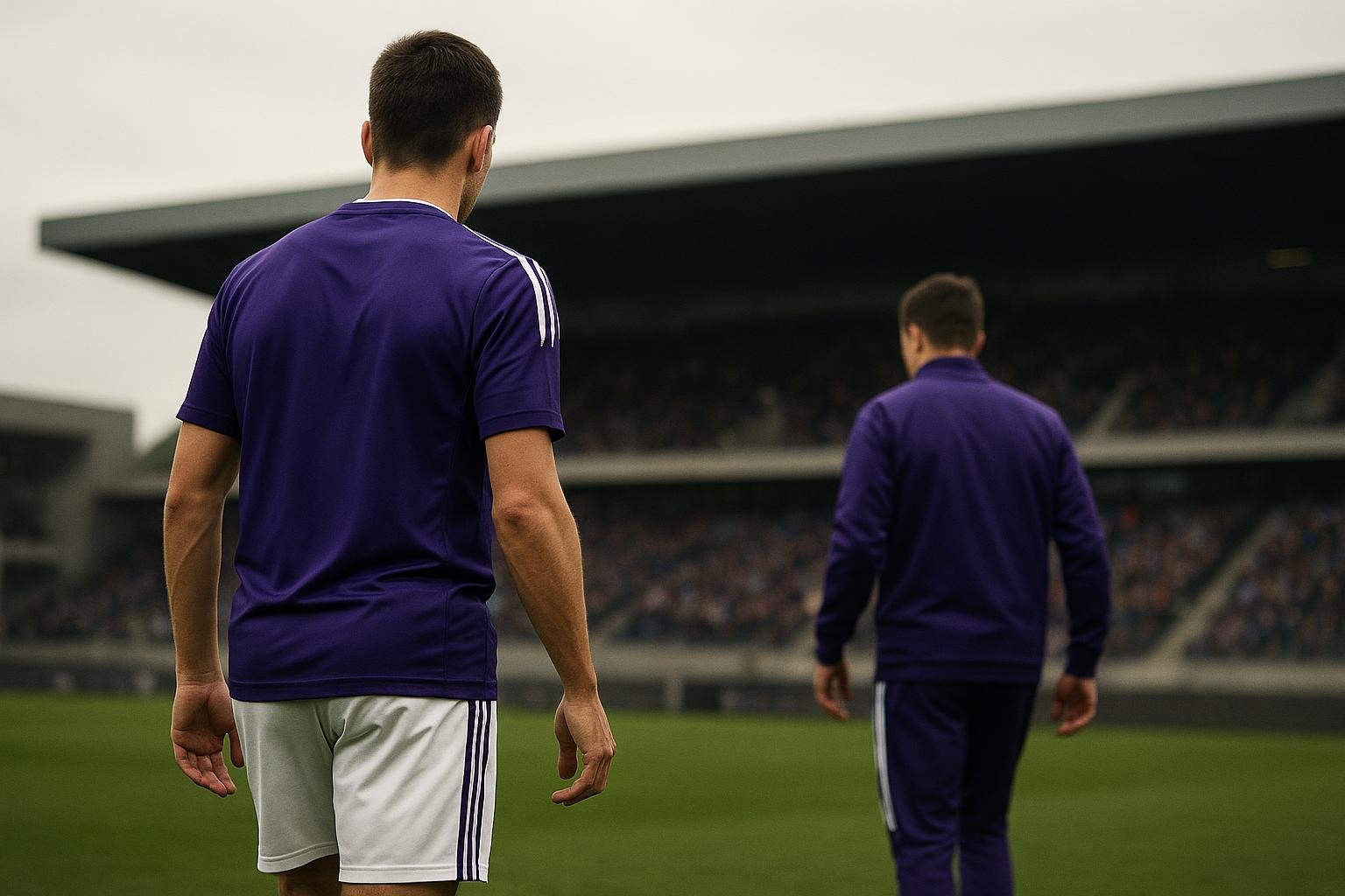 Sfeershot van het Lotto Park bij Anderlecht in winterse transfercontext