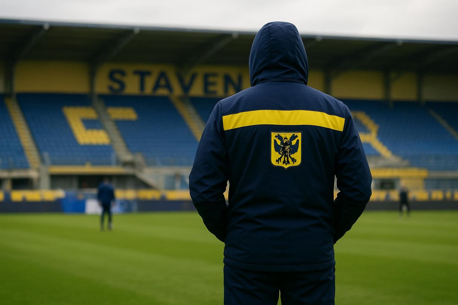 Wouter Vrancken langs de zijlijn bij STVV in het stadion van Stayen