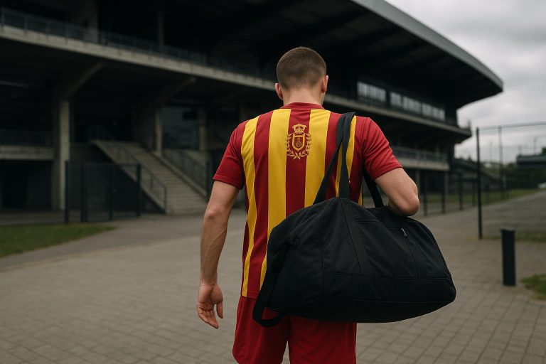 Lion Lauberbach van KV Mechelen in een transfersetting rond zijn vertrek naar Venezia