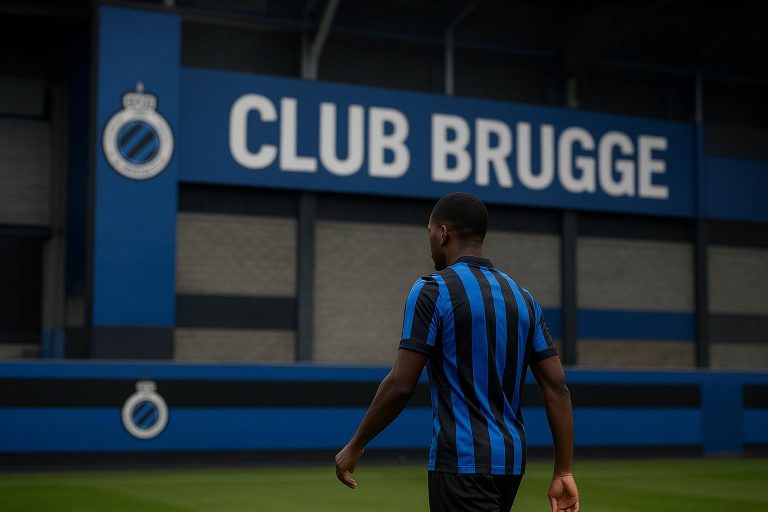 Sfeerbeeld van Club Brugge in winterse transfercontext, zonder herkenbare gezichten