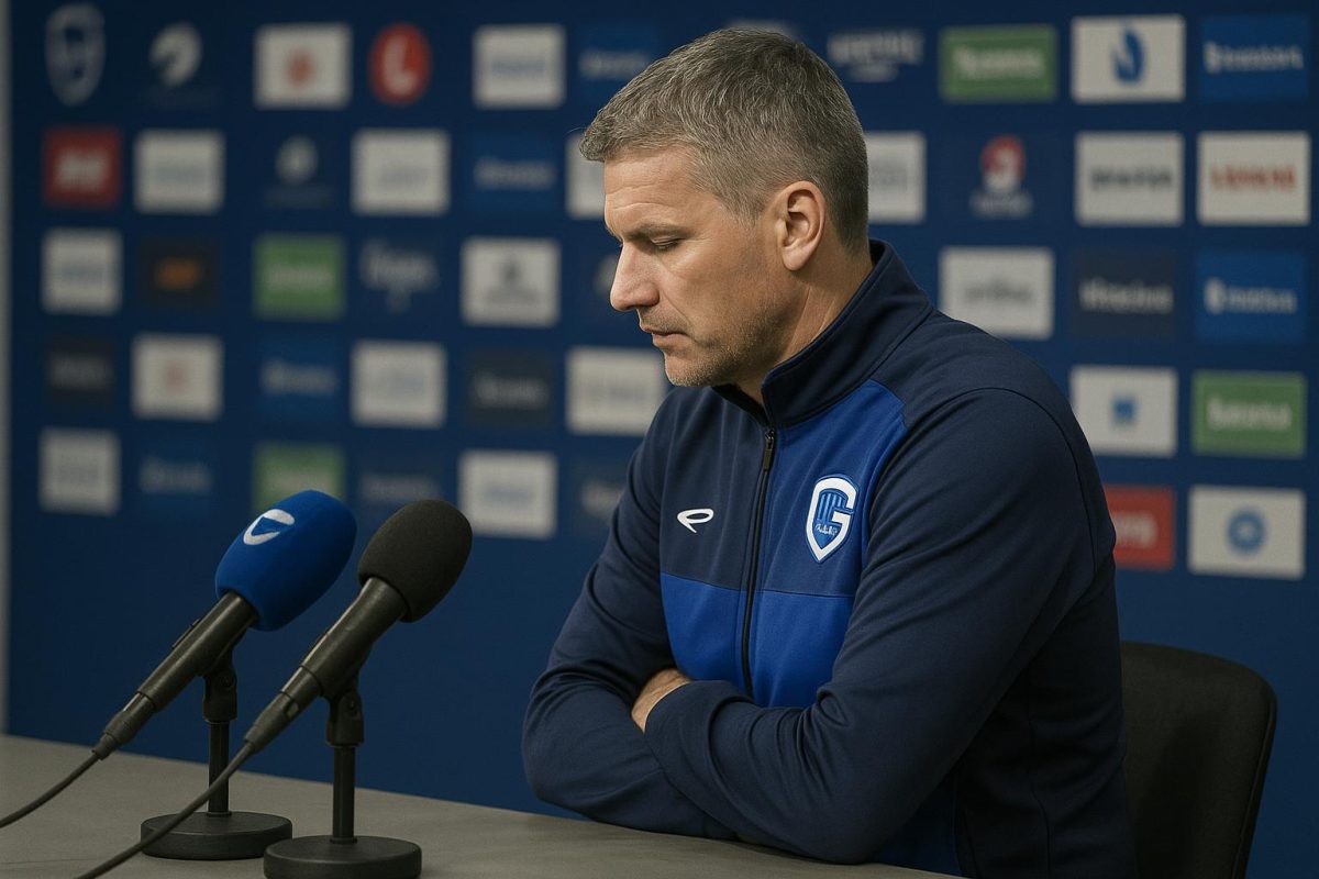 Nicky Hayen tijdens een moment rond KRC Genk in aanloop naar de Europa League-wedstrijd tegen Malmö