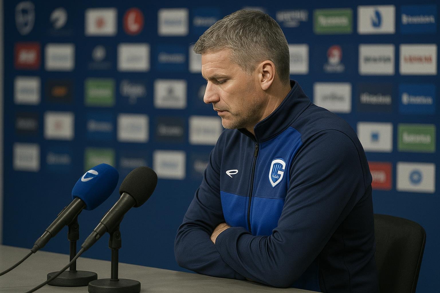 Nicky Hayen tijdens een moment rond KRC Genk in aanloop naar de Europa League-wedstrijd tegen Malmö