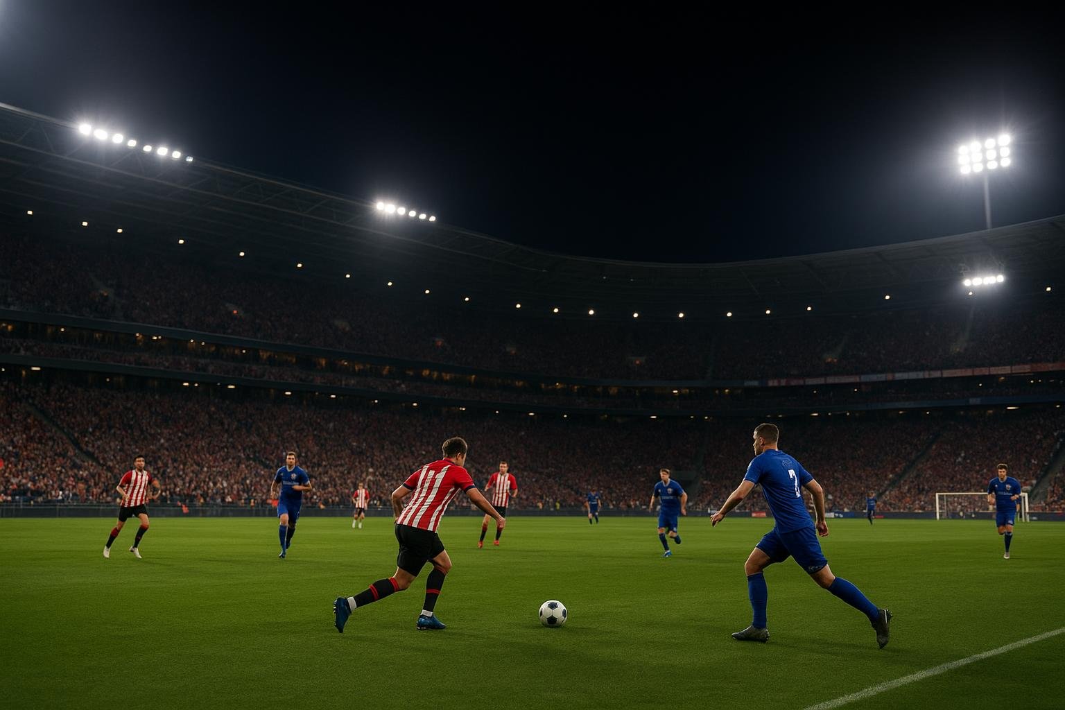 Sfeerbeeld in een stadion bij een Europese avond met Belgische clubs