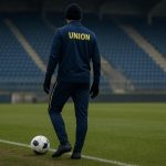 Promise David van Union Saint-Gilloise in trainingscontext, gezien vanop afstand zonder herkenbare gezichten
