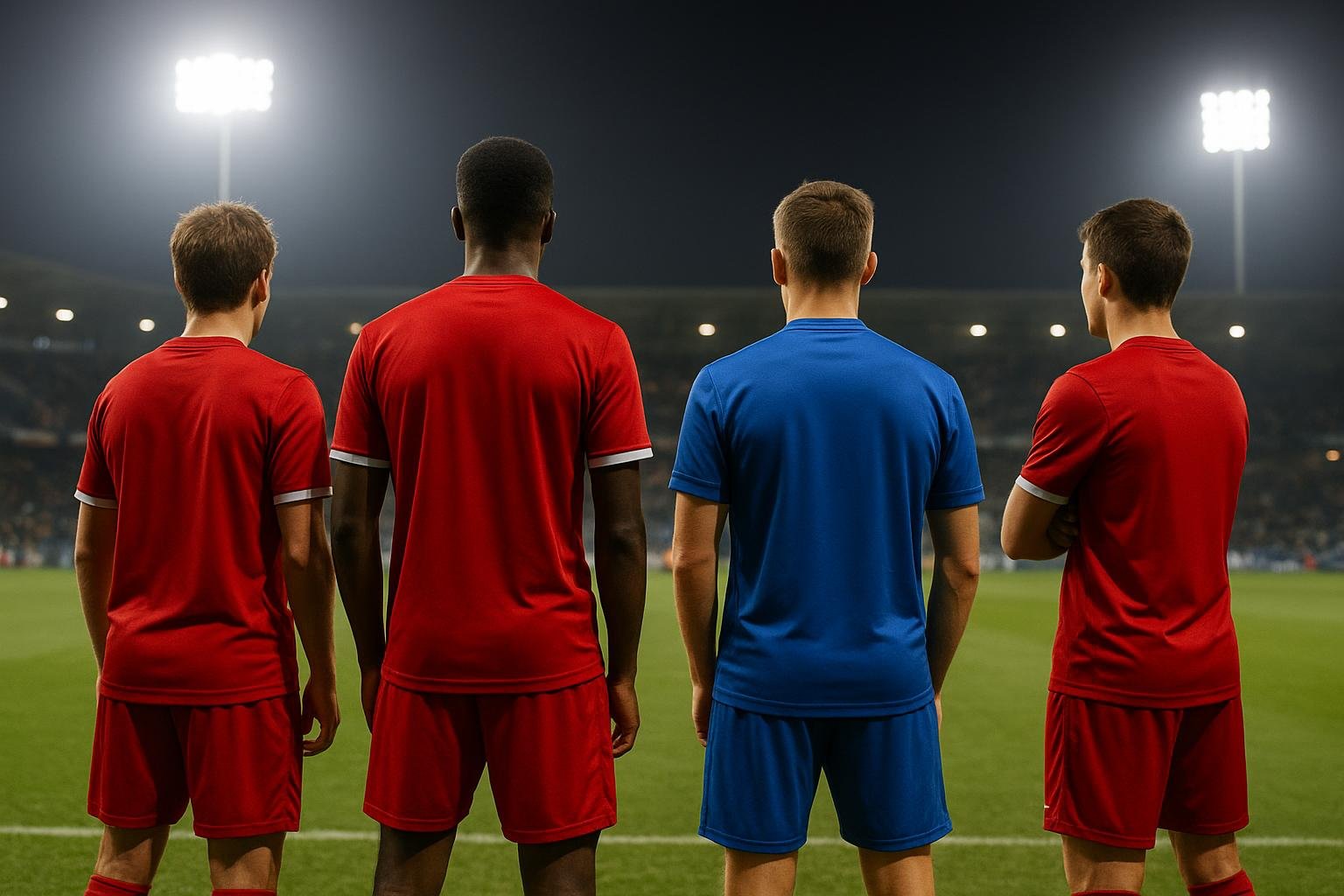 Transfercontext met stadionzicht en onscherpe spelers in de Jupiler Pro League