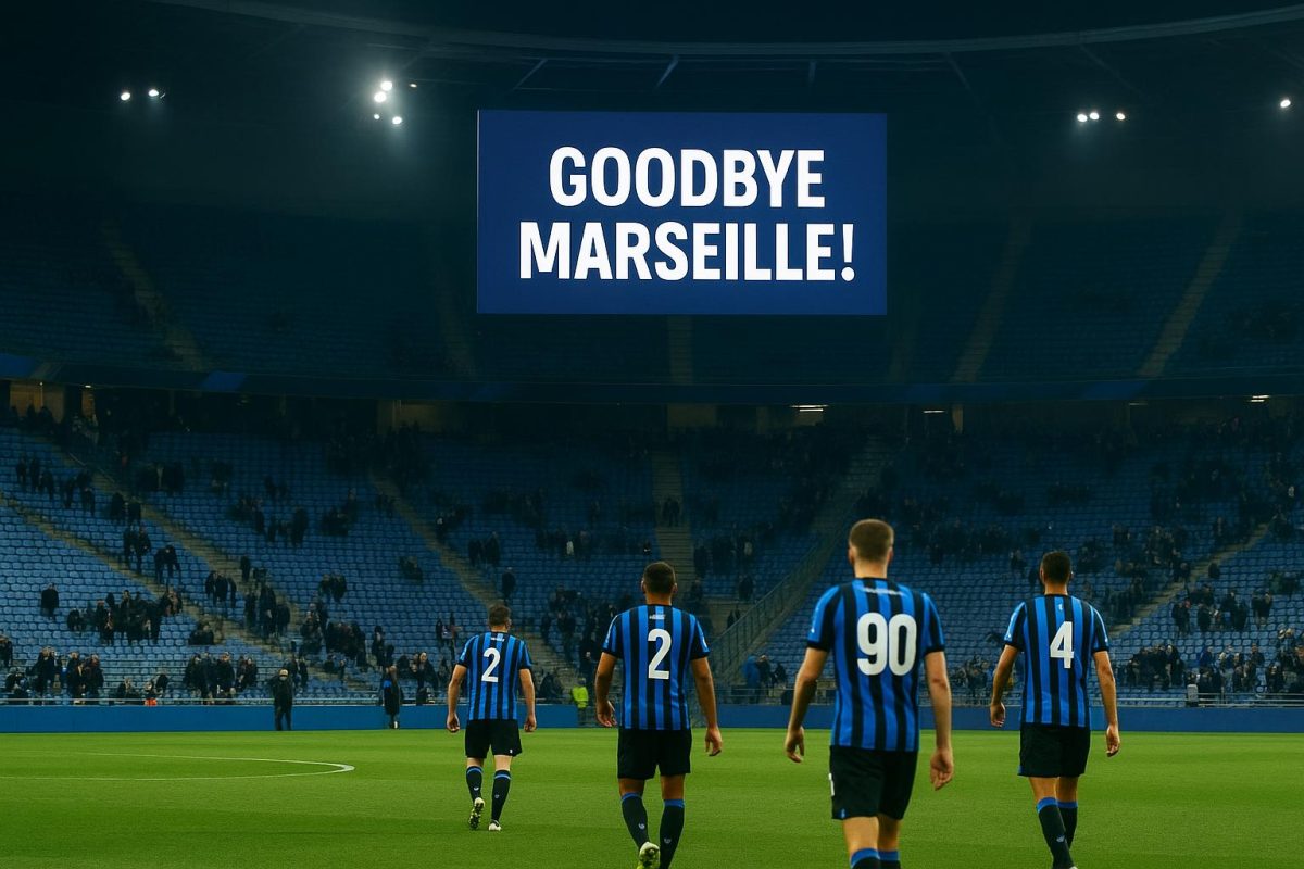 Scorebord in het Jan Breydelstadion na Club Brugge - Olympique Marseille