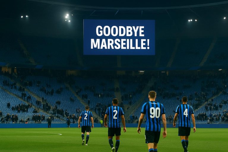 Scorebord in het Jan Breydelstadion na Club Brugge - Olympique Marseille