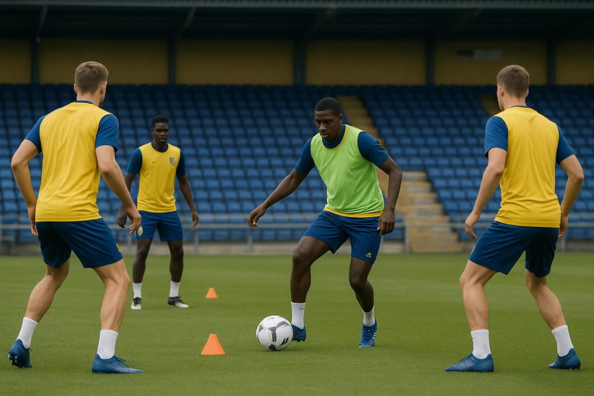 Sfeerbeeld van een training bij KVC Westerlo met spelers op het veld
