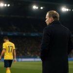 Coach David Hubert langs de zijlijn na de uitschakeling van Union in de Champions League