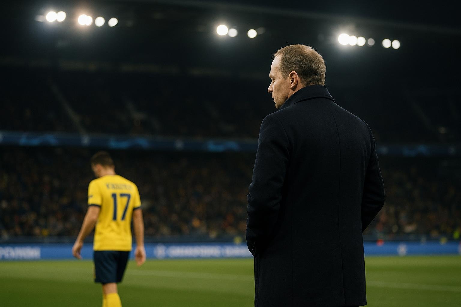 Coach David Hubert langs de zijlijn na de uitschakeling van Union in de Champions League