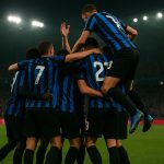 Spelers van Club Brugge vieren een Europese overwinning in het stadion