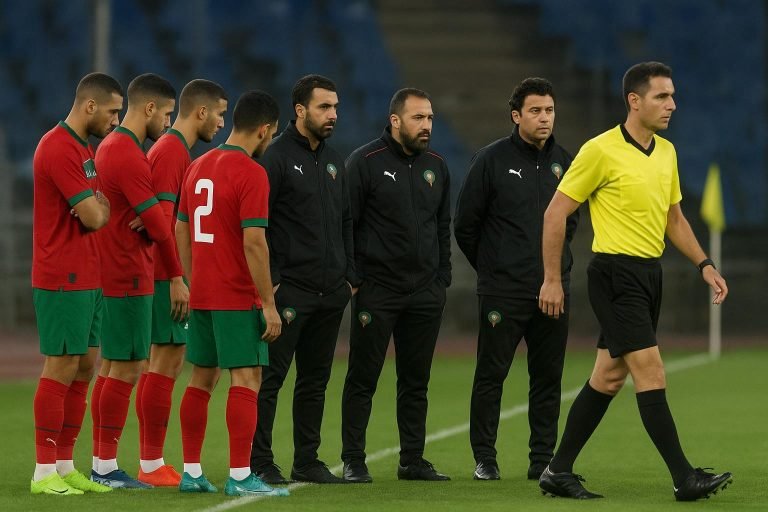 Ismaël Saibari tijdens de Afrika Cup-finale, in een moment van discussie aan de zijlijn.