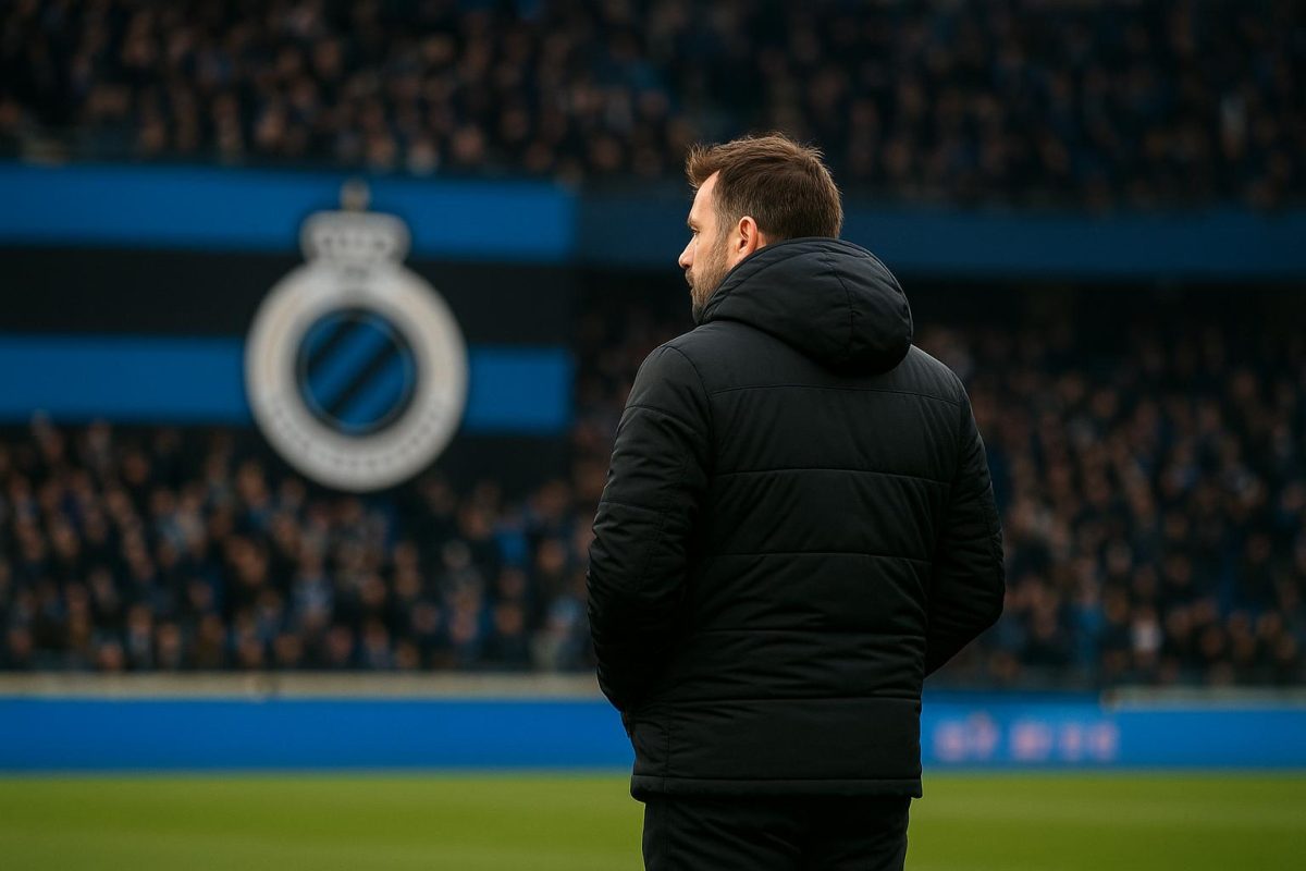 Ivan Leko van Club Brugge tijdens een moment langs de zijlijn in winterse context.