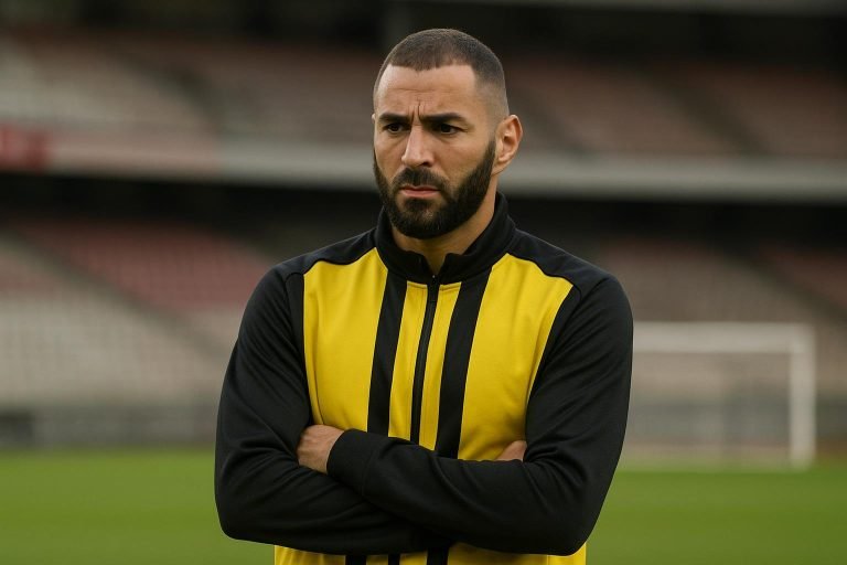 Karim Benzema in Al-Ittihad-context zonder herkenbare gezichten
