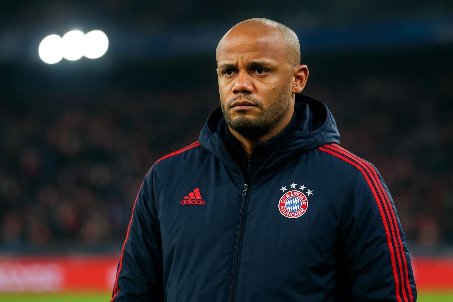 Vincent Kompany langs de zijlijn als coach van Bayern München