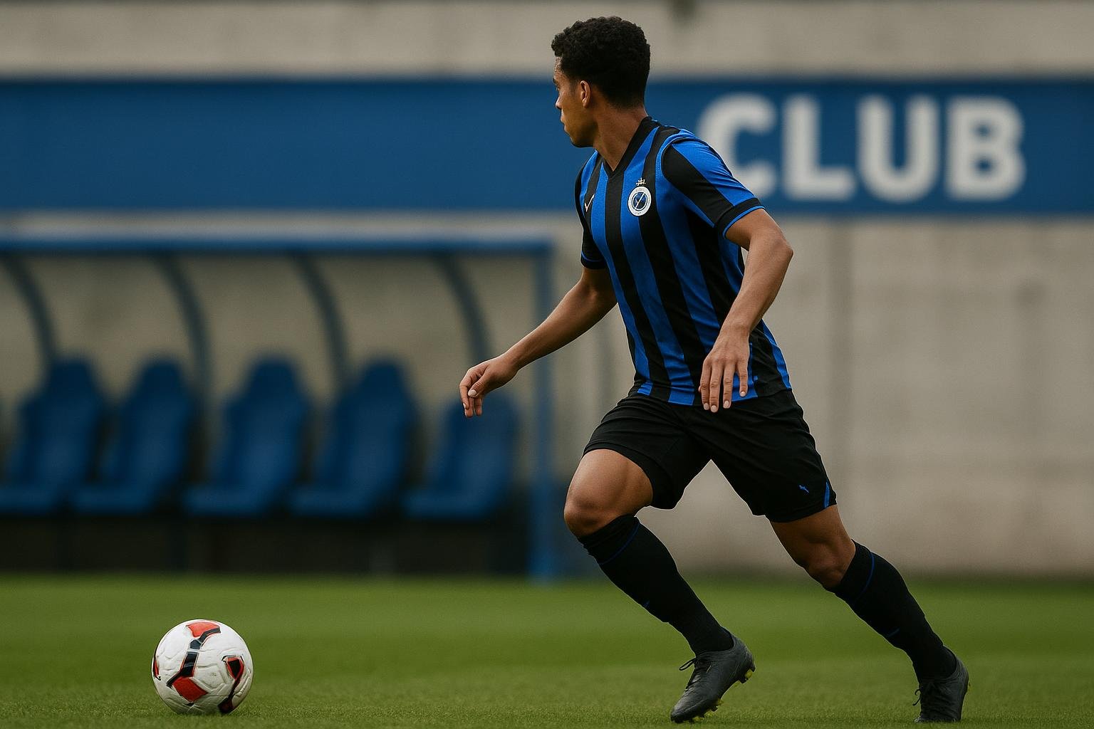 Christos Tzolis van Club Brugge tijdens een wedstrijdmoment