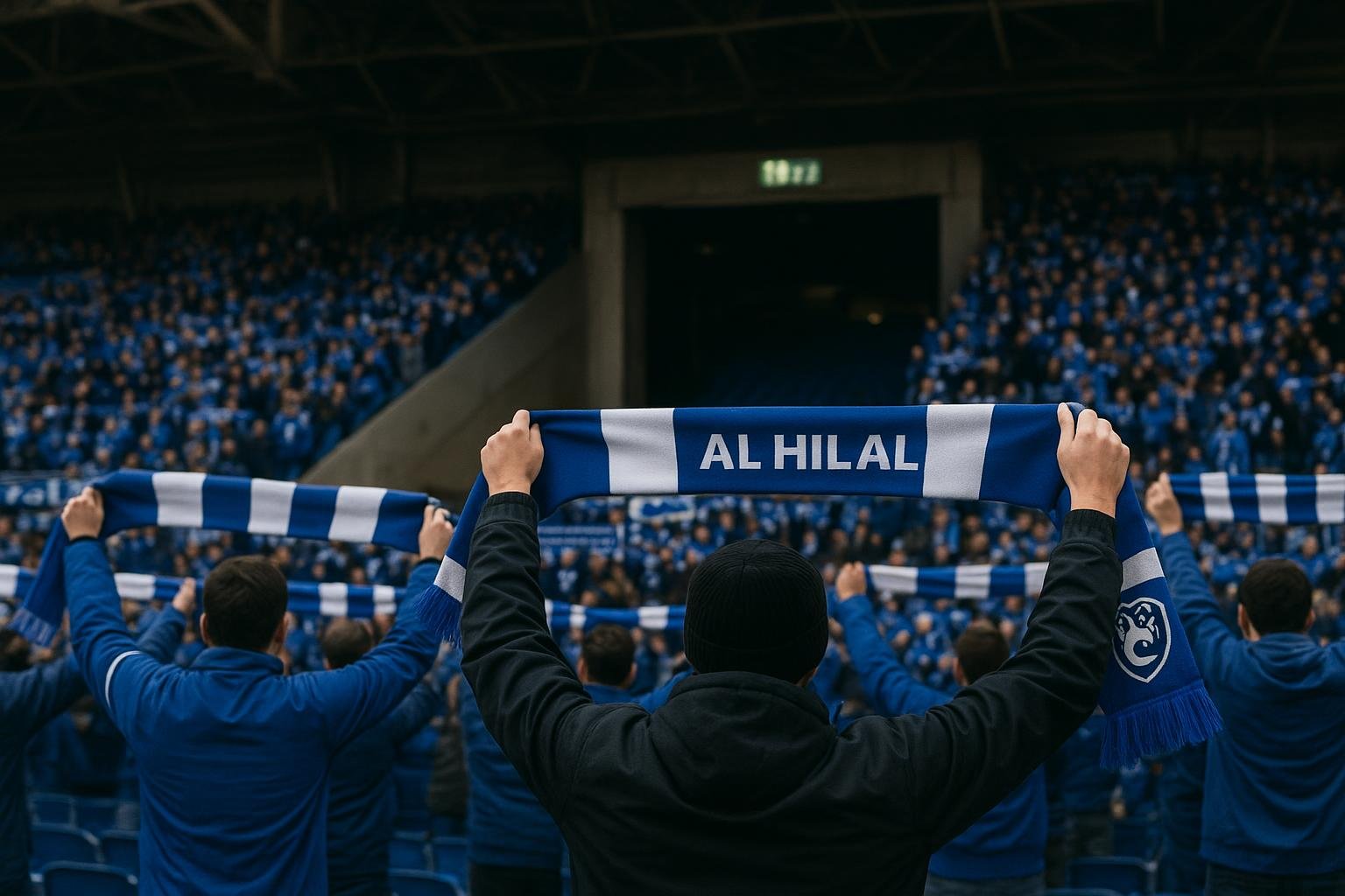 Transfersfeer rond Al Hilal met stadion op de achtergrond en geen herkenbare gezichten