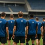 Spelers van Club Brugge op het veld in een neutrale wedstrijd- of stadionsetting