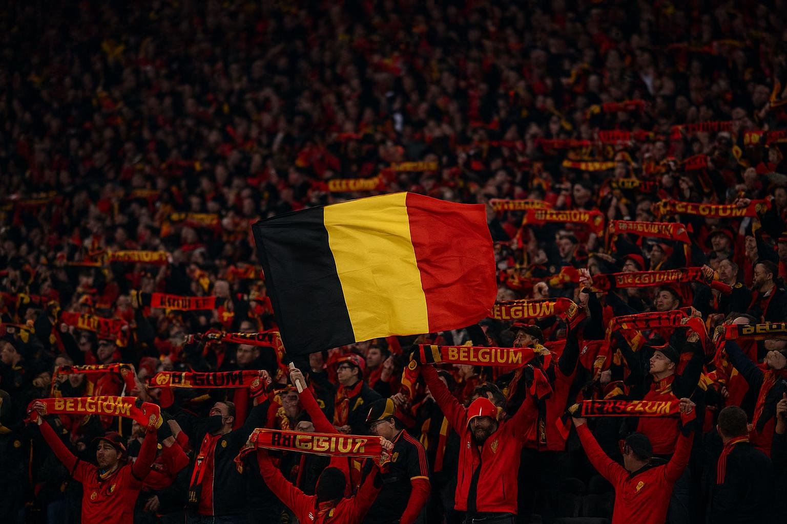 Rode Duivels supporters creëren sfeer in een vol stadion
