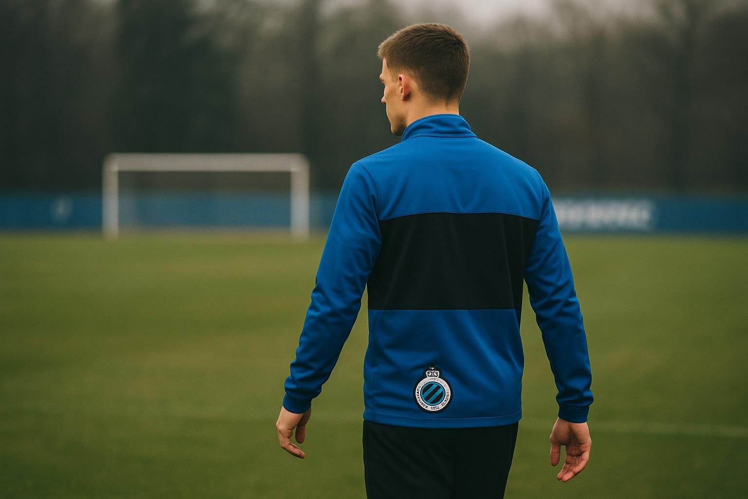 Trainingssituatie bij Club Brugge met een jonge middenvelder op het veld