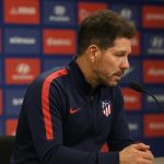 Diego Simeone tijdens een persmoment met Atlético Madrid