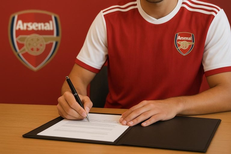 Sfeerbeeld bij Arsenal rond de contractondertekening van talent Max Dowman