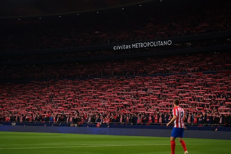 Sfeerbeeld in het Cívitas Metropolitano van Atlético Madrid tijdens een wedstrijd