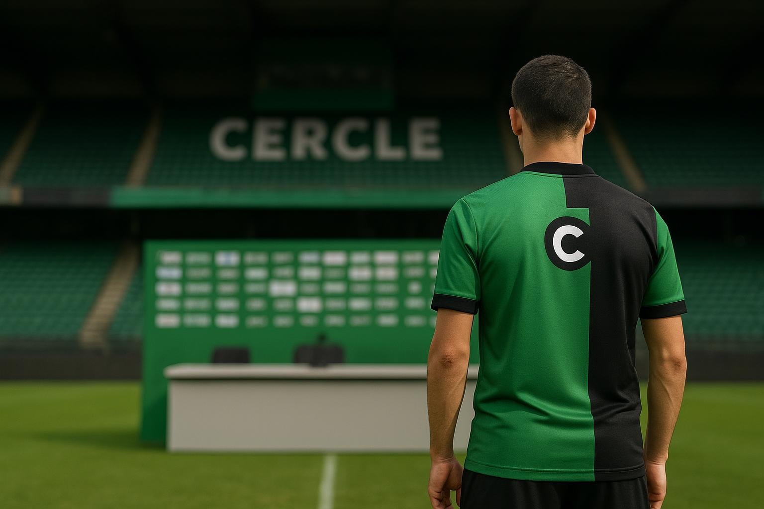 Sfeershot rond het stadion van Cercle Brugge in transfersfeer, zonder herkenbare gezichten